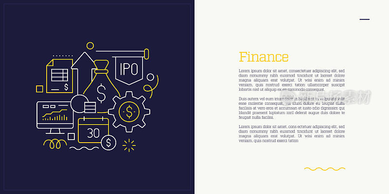 插图金融概念的向量集。线条艺术风格的网页，横幅，海报，印刷等背景设计。矢量插图。