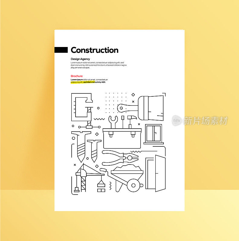 建筑行业相关的现代线条风格矢量插图