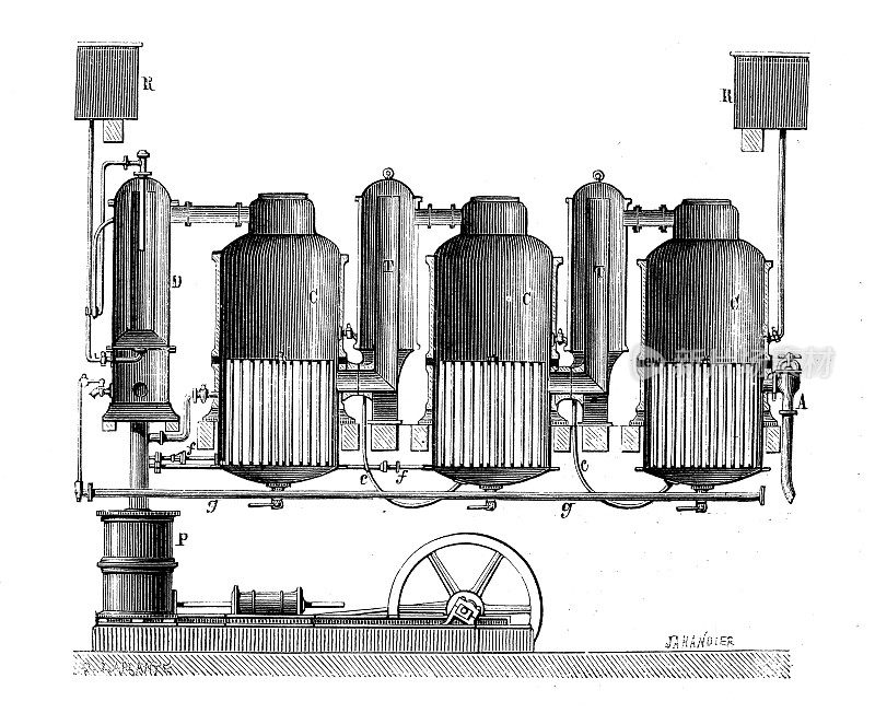 19世纪工业、技术和工艺的古玩插画:糖和糖果工业