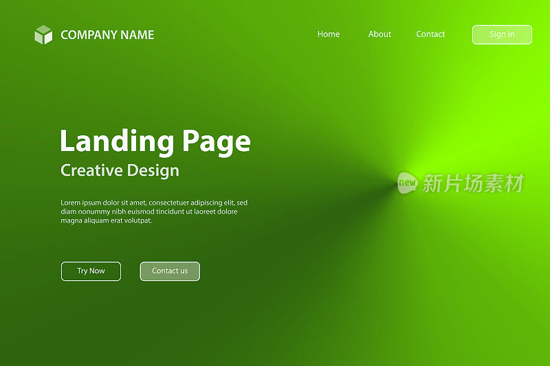 着陆页面模板-绿色抽象背景，径向渐变