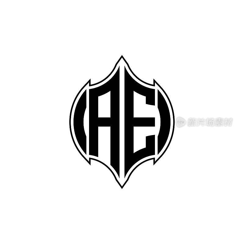 AE标志字母组合几何盾牌形状风格