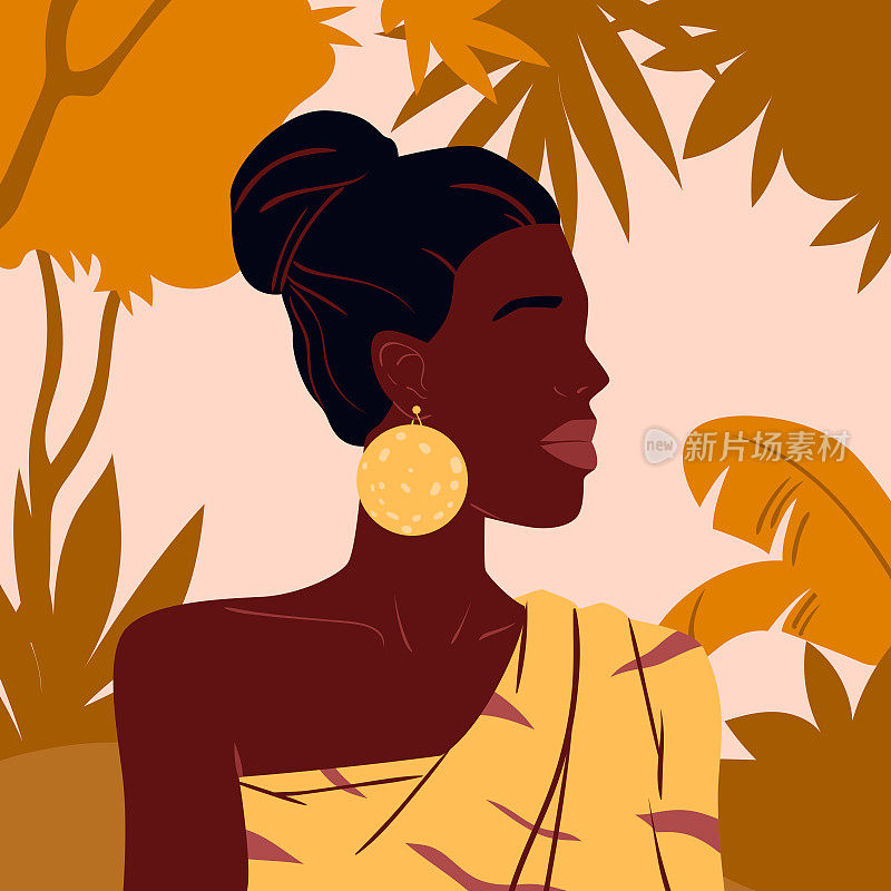 非洲妇女的侧面视图海报