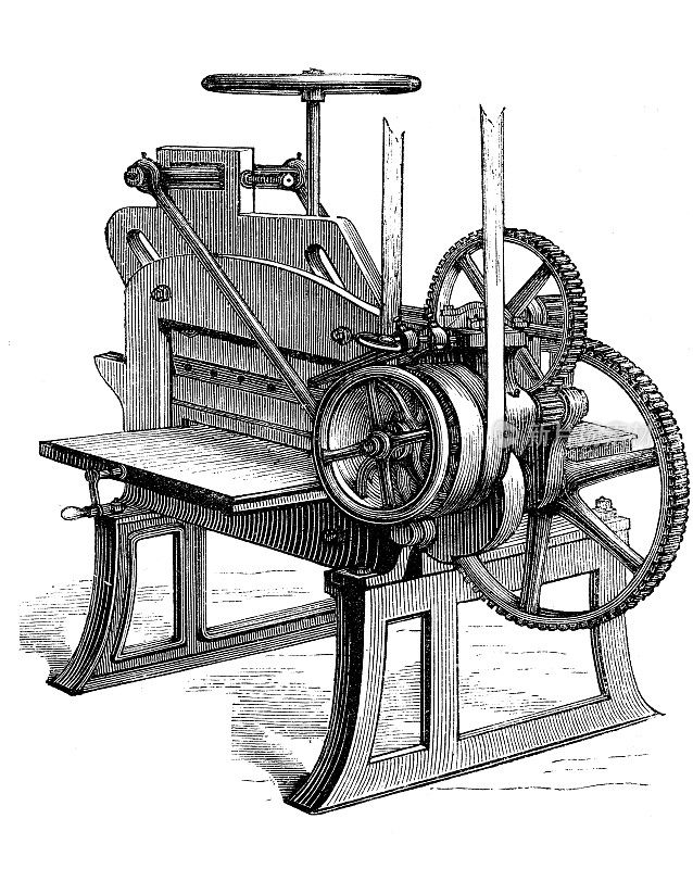 古董插图，应用机械和机械:装订机和附件