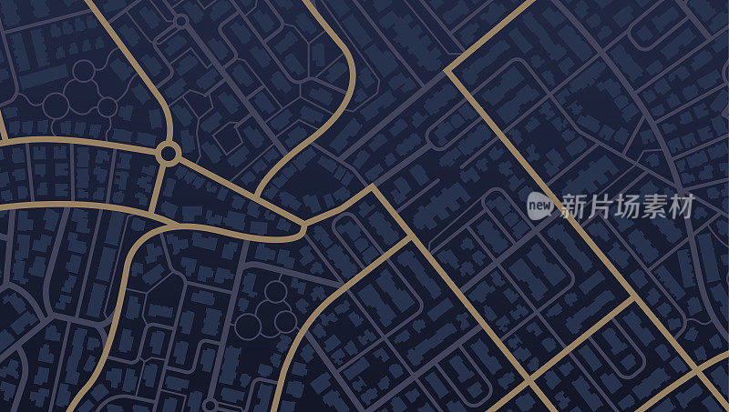 城市地图。GPS导航器。虚构的分区规划。俯视图，从上面看。抽象的背景。可爱的简单的设计。平面风格矢量插图。矢量，图示在白色上隔离。