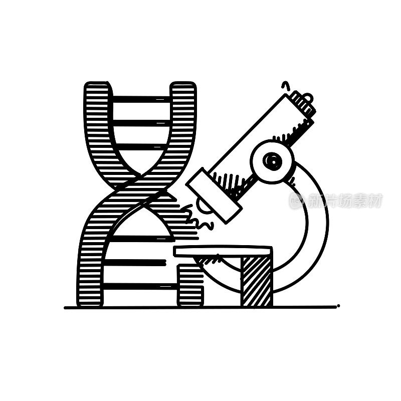 生物线图标，草图设计，像素完美，可编辑笔画。研究，Dna，遗传，科学，化学。