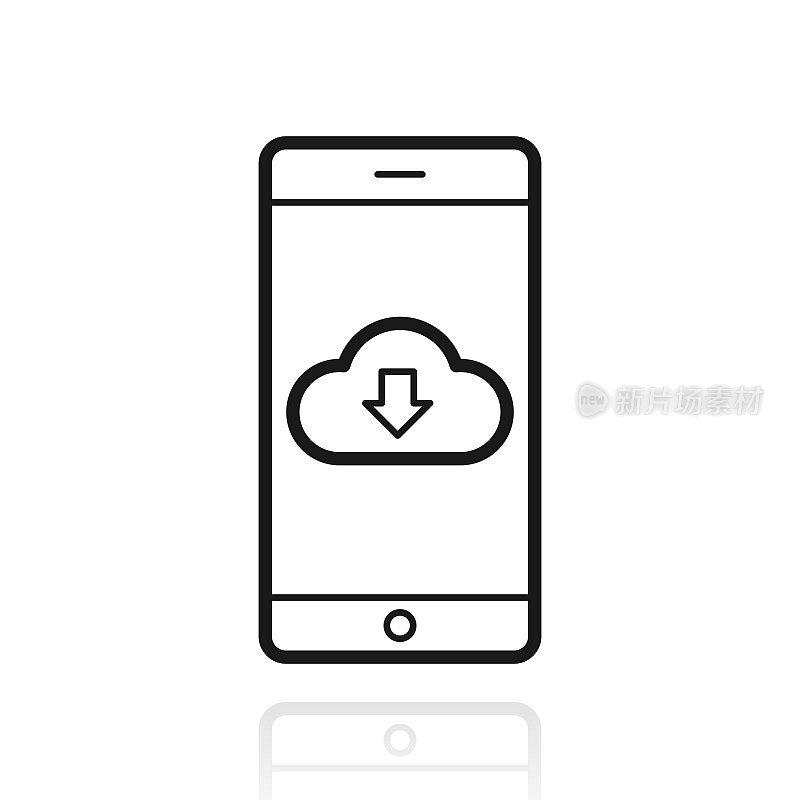 云下载到智能手机。白色背景上反射的图标