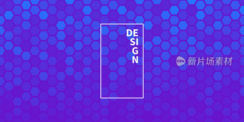 抽象几何背景-六角形马赛克与蓝色梯度