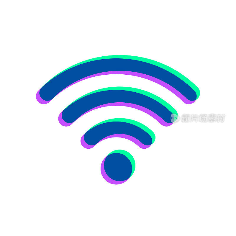 Wifi。图标与两种颜色叠加在白色背景上