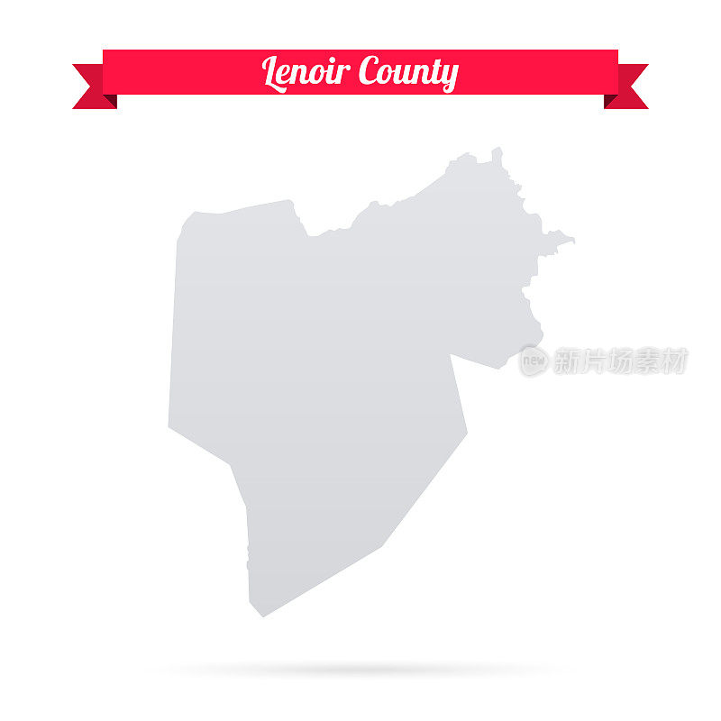 北卡罗来纳州的勒诺瓦县。白底红旗地图