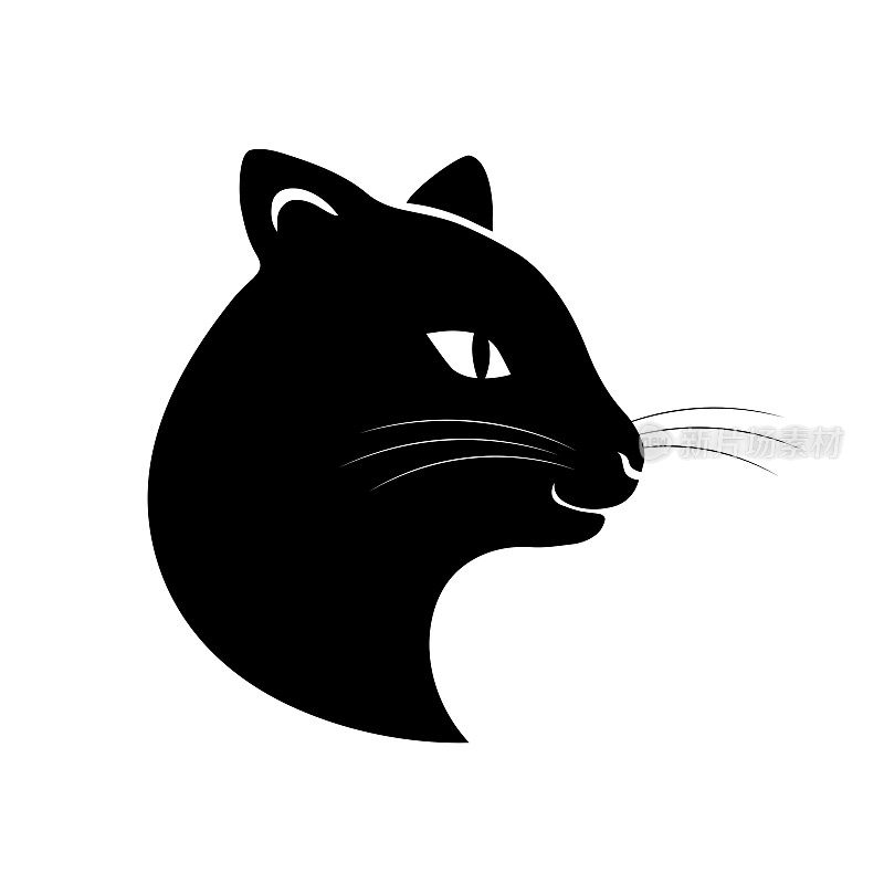 白色背景上的黑猫剪影