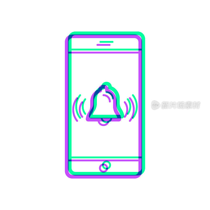 智能手机的铃声-通知。图标与两种颜色叠加在白色背景上