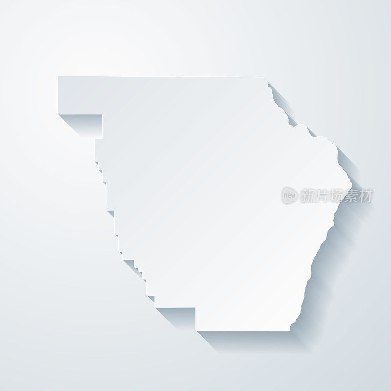 俄勒冈州瓦洛瓦县。地图与剪纸效果的空白背景