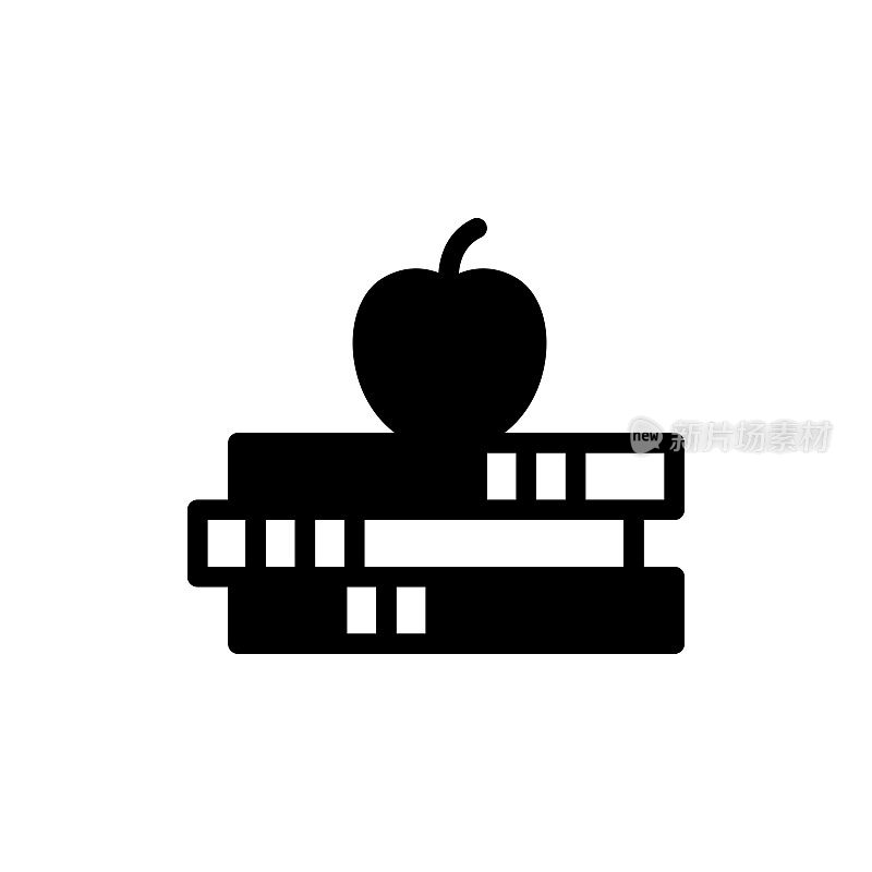 书籍和苹果矢量图标插图