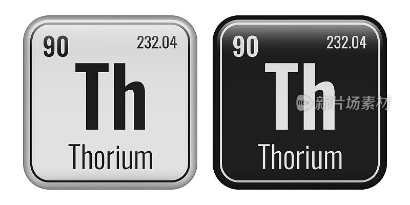钍的象征。元素周期表中的化学元素。矢量插图隔离在白色背景上。玻璃的迹象。