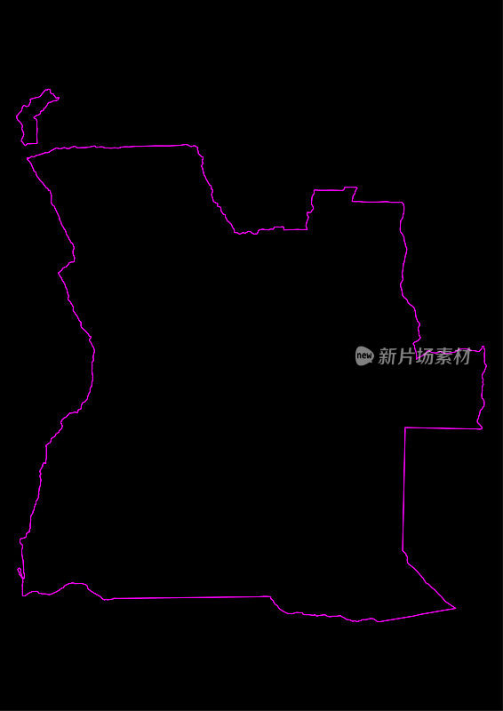 黑色背景下的安哥拉霓虹地图