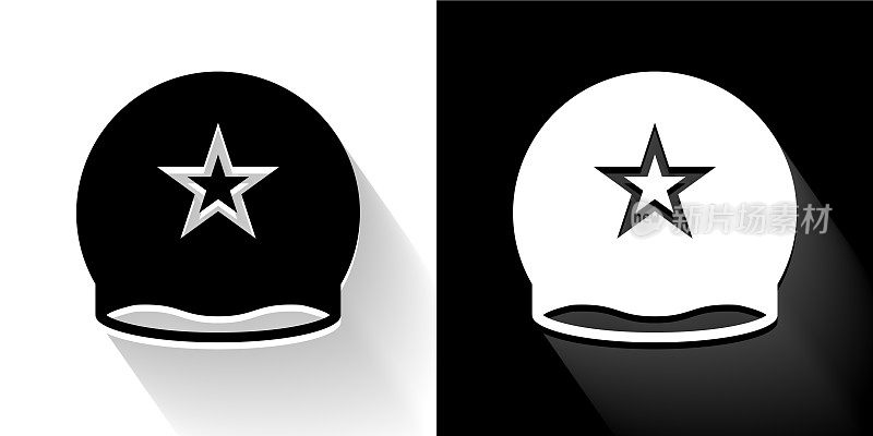 运动头盔黑色和白色与长影子的图标