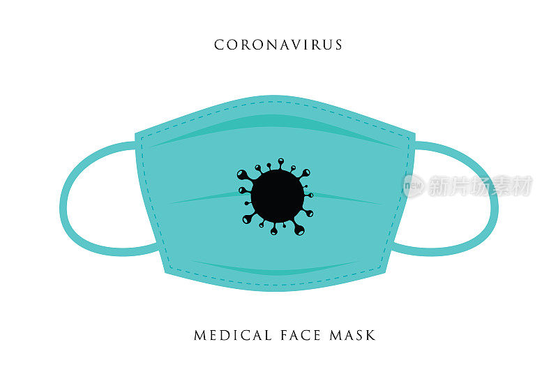 病毒病媒介带口罩图标。新型冠状病毒病概念设计图库。Covid-19向量模板