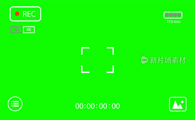 色度键现代数码摄像机对焦屏幕隔离在绿色背景上
