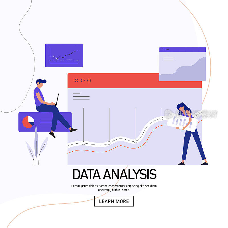 数据分析概念矢量插图网站横幅，广告和营销材料，在线广告，业务演示等。