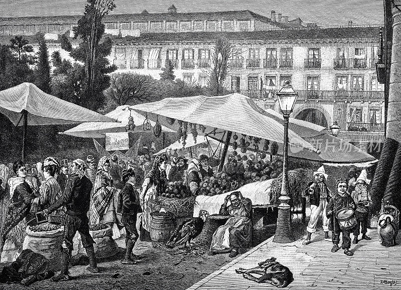 马德里主要广场上的圣诞市场