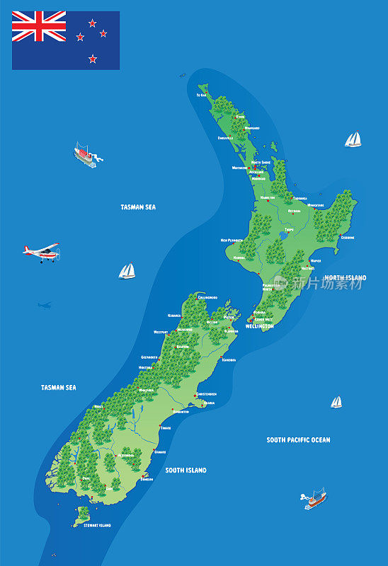 新西兰的地图