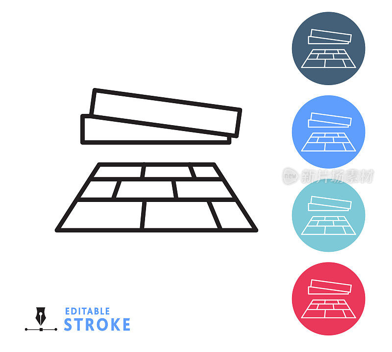 家居效率强化地板细线图标设置-可编辑的笔触