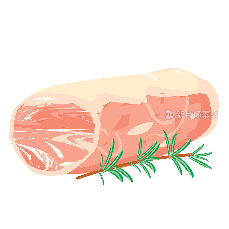肉店猪肉里脊图标上的白色背景