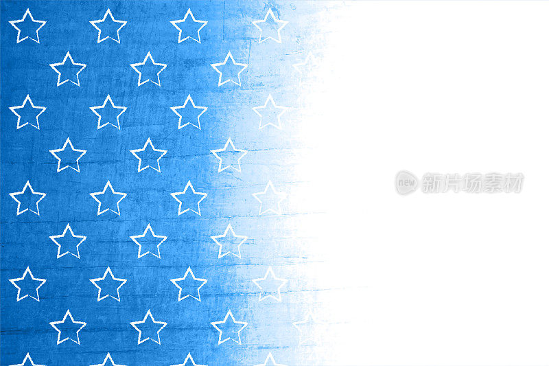 柔和的蓝色和白色木质纹理渐变矢量背景与对称的五角星形邮票设计