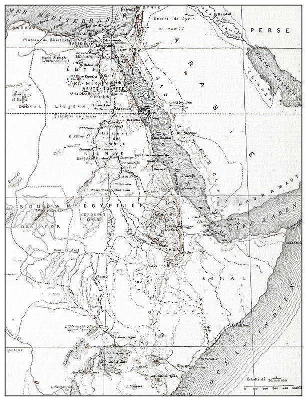 古法国埃及和东非地图