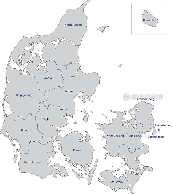 灰色的丹麦地图