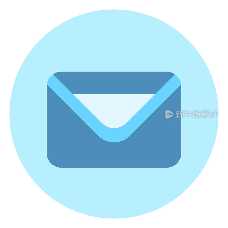 信封图标邮件邮寄信件按钮在蓝色背景