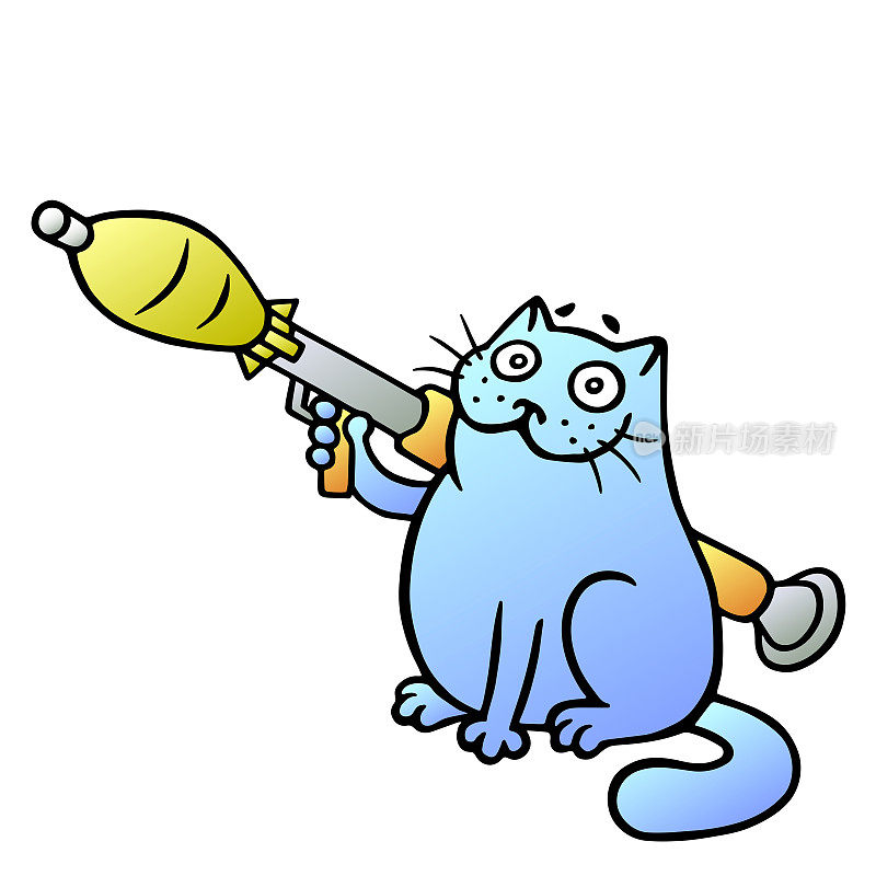 带手榴弹发射器的猫守卫。