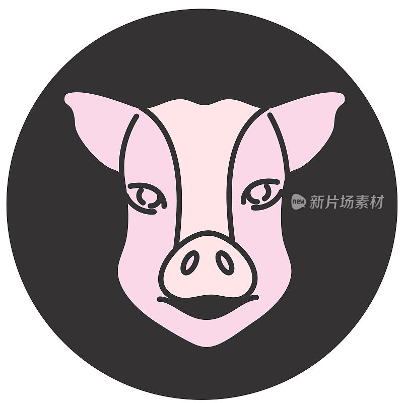 现代农场和农业猪牲畜图标概念