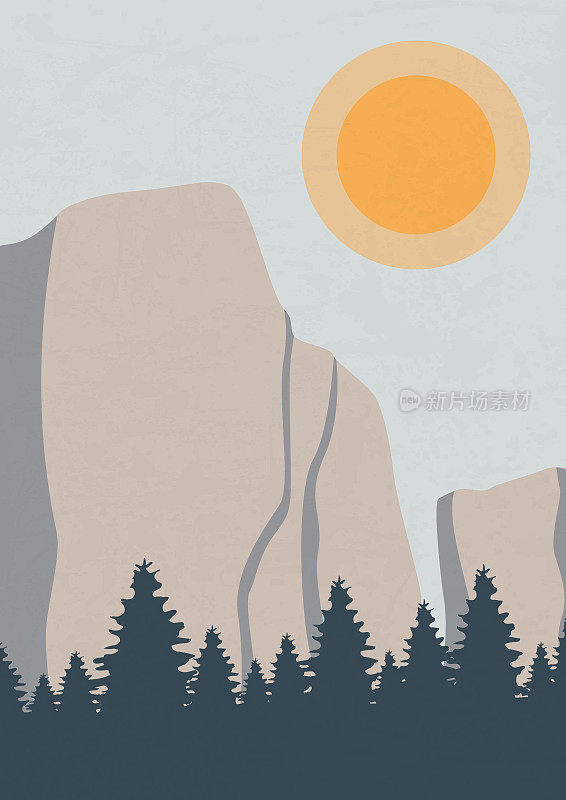 锡安国家公园海报矢量插画设计。