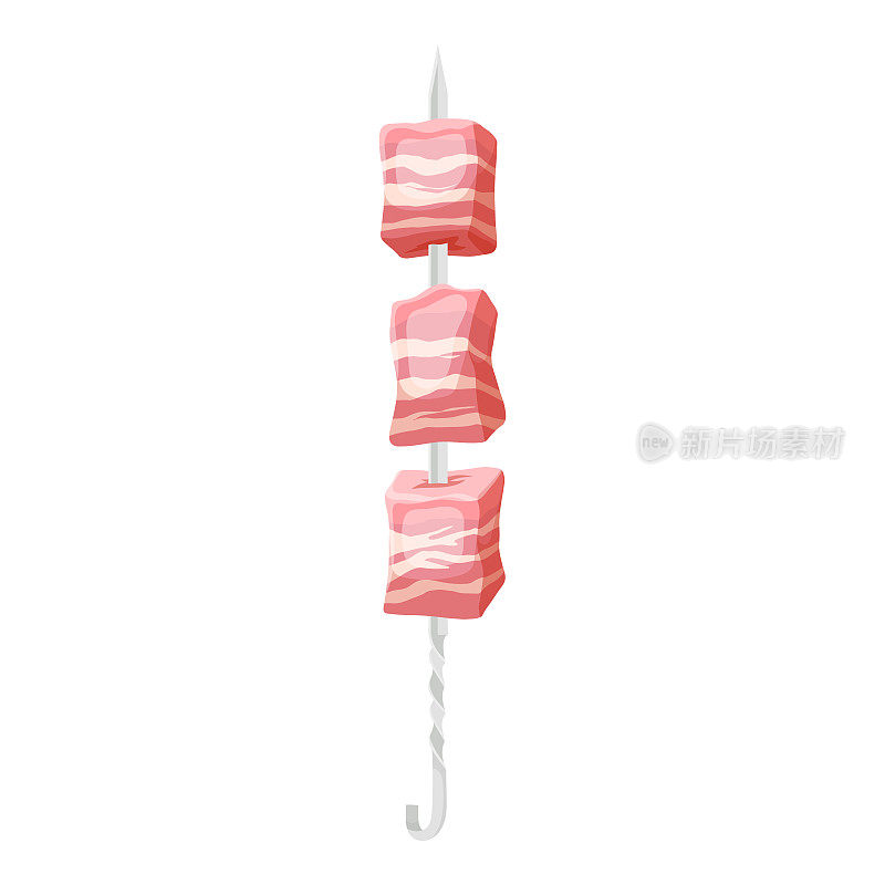 猪肉串食物卡通矢量插图