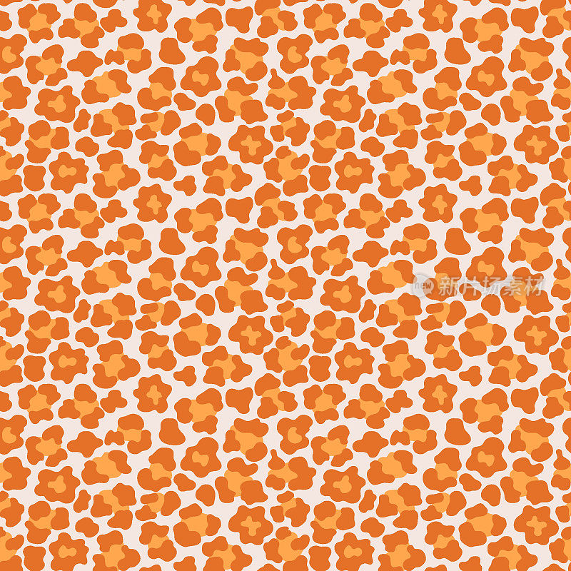 橙色豹皮莲座无缝模式矢量插图