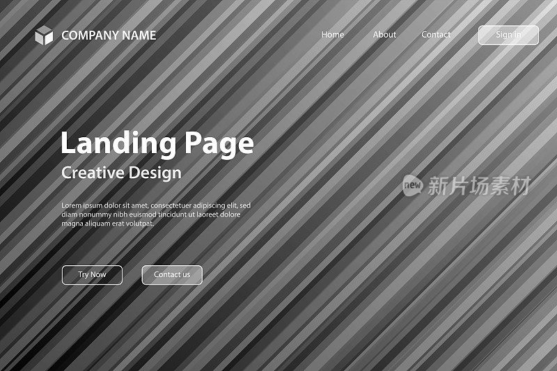 登陆页模板-抽象设计与对角线-新潮的灰色梯度