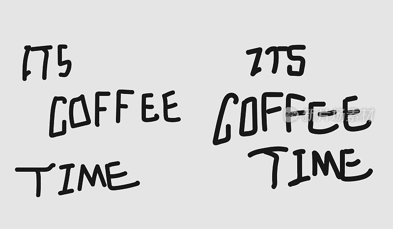 矢量集手绘其咖啡时间字母图案