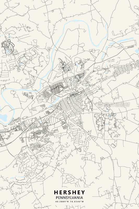 好时，宾夕法尼亚州，美国矢量地图