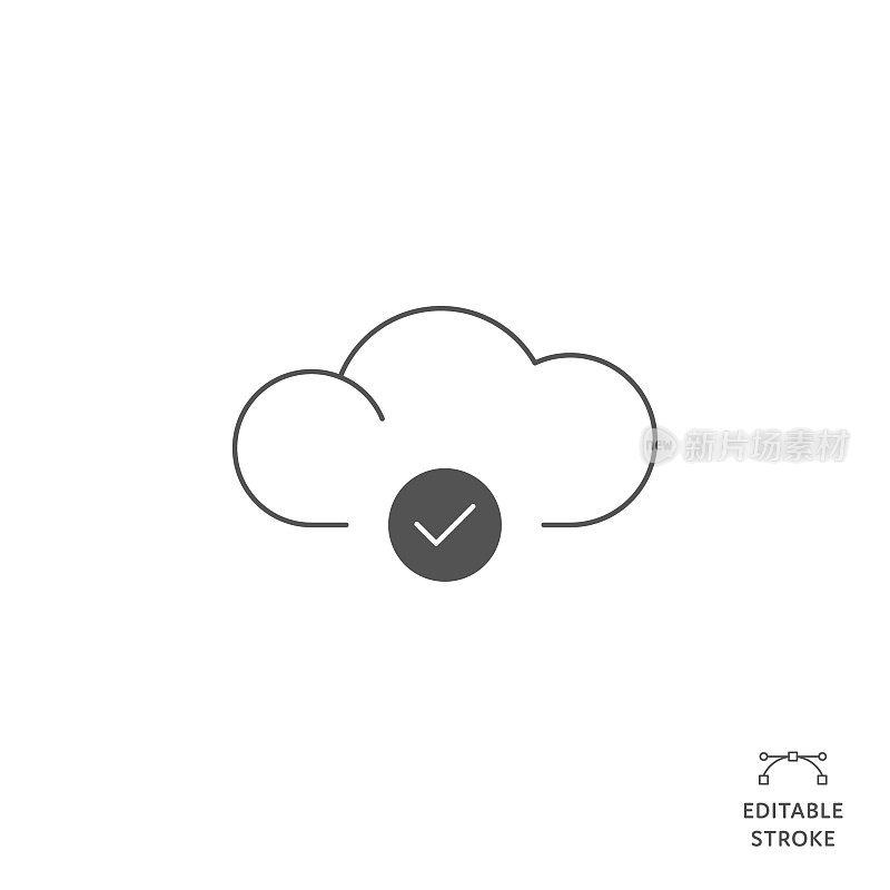 连接云计算平面线图标与可编辑的笔画。Icon适用于网页设计、移动应用、UI、UX和GUI设计。