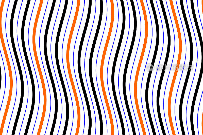 橙色和黑色的海浪线艺术织物图案在白色的背景矢量。