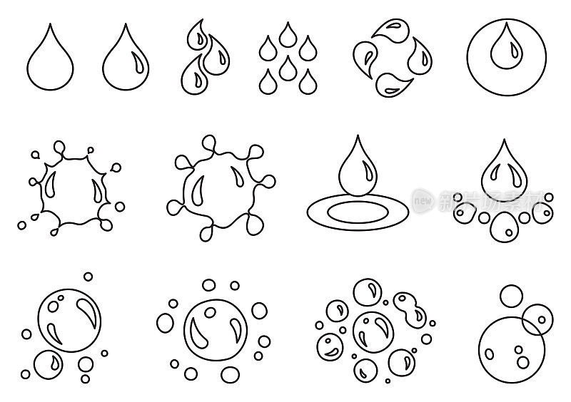 矢量图标集-水元素。行图标。