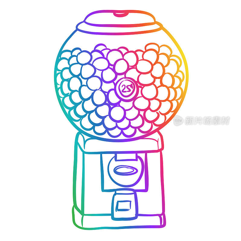 泡泡糖分配器素描彩虹