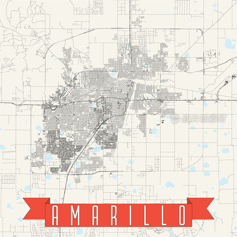 阿马里洛，德克萨斯州，美国矢量地图