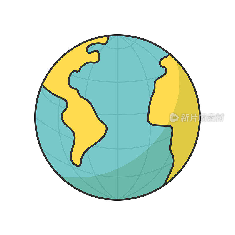 行星地球图标和插图。