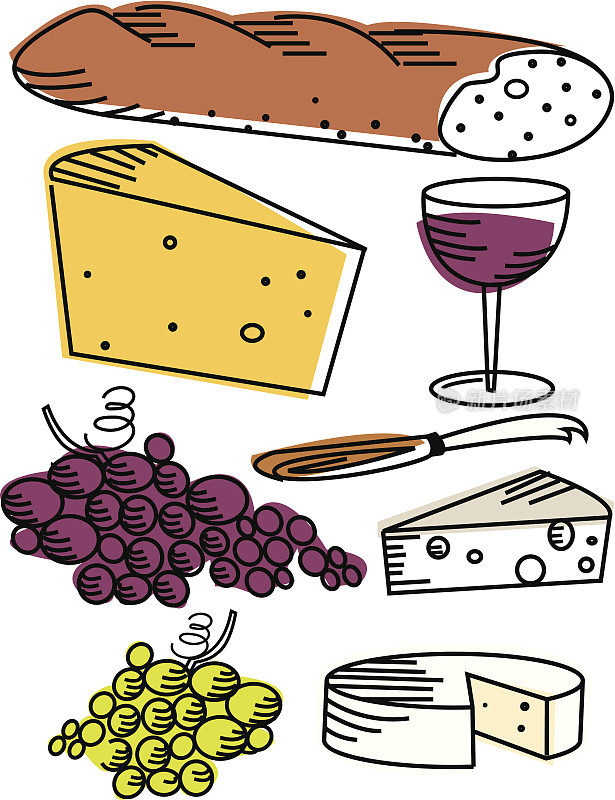 葡萄酒和奶酪野餐项目