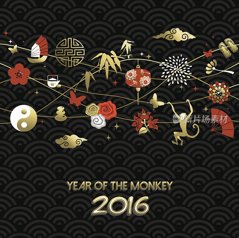 2016年中国新年猴象装饰金