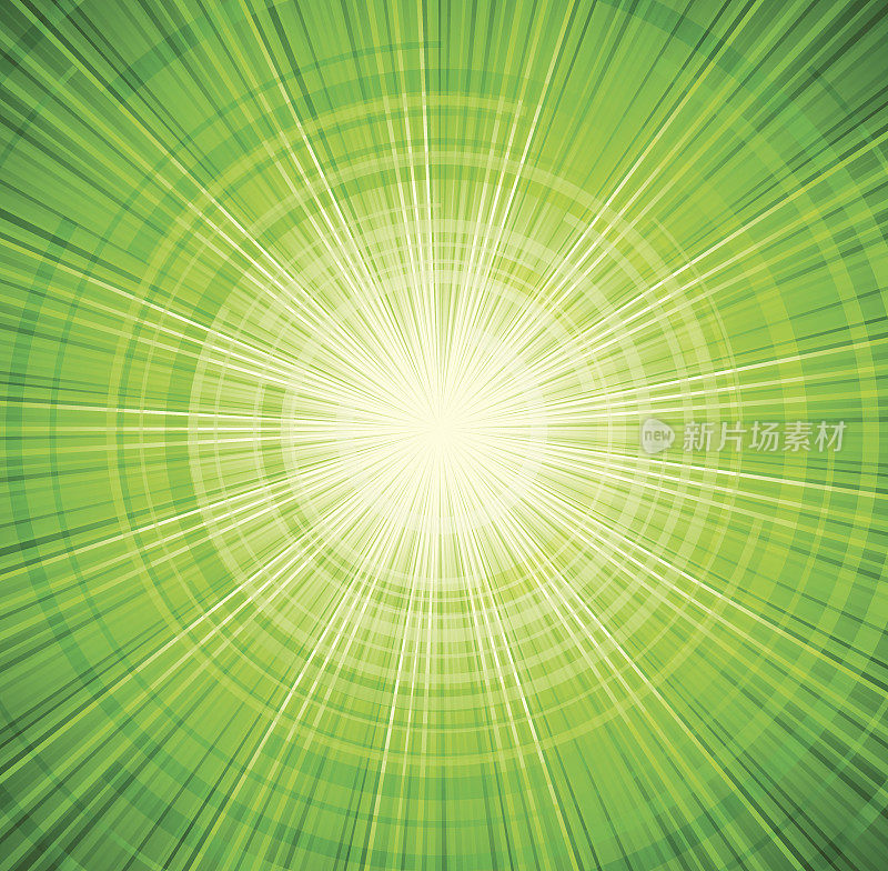 绿色光线从中心扩散的平面设计