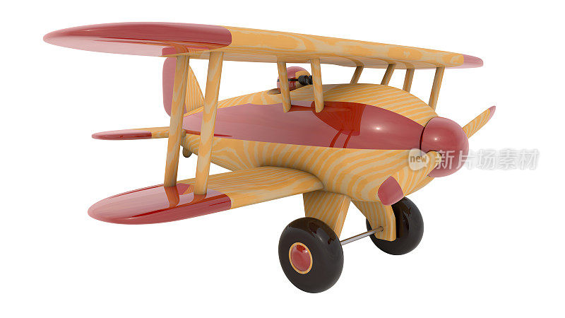 木制玩具飞机。三维渲染