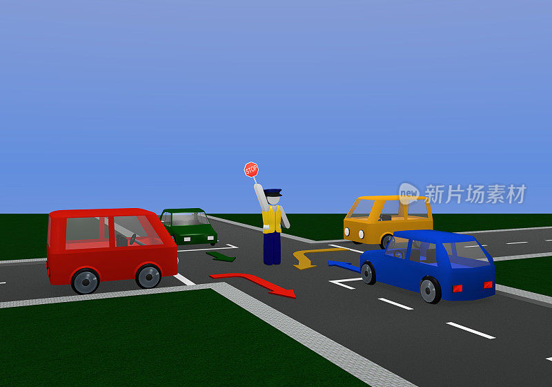 进行报警服务:报警用车辆十字路口和彩色车辆进行。
